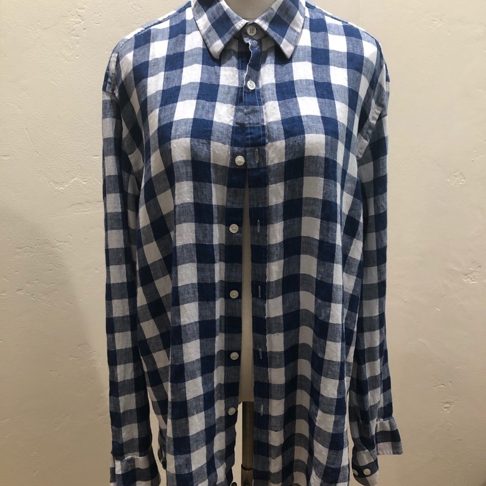 Baird McNutt Irish linen shirt/Men’s check/XL